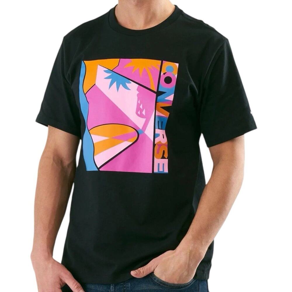 Converse Black‎ Courtside Graphic T Shirt Men's M Short Sleeve Streetwear